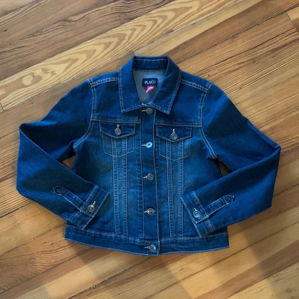 The Children’s Place girls jean jacket, dark wash